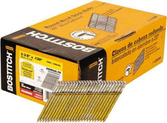 Stanley Bostitch - 11 Gauge 0.12" Shank Diam 2-3/8" Long Framing Nails for Power Nailers - Steel, Galvanized Finish, Ring Shank, Angled Stick Wire Collation, Round Head, Diamond Point - Exact Tool & Supply