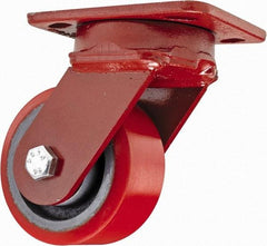 Hamilton - 4" Diam x 2" Wide x 5-5/8" OAH Top Plate Mount Swivel Caster - Polyurethane, 900 Lb Capacity, Sealed Precision Ball Bearing, 4 x 5" Plate - Exact Tool & Supply