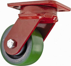 Hamilton - 4" Diam x 2" Wide x 5-5/8" OAH Top Plate Mount Swivel Caster - Polyurethane, 750 Lb Capacity, Sealed Precision Ball Bearing, 4 x 5" Plate - Exact Tool & Supply