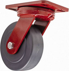 Hamilton - 6" Diam x 2" Wide x 7-3/4" OAH Top Plate Mount Swivel Caster - Plastic, 2,000 Lb Capacity, Sealed Precision Ball Bearing, 4-1/2 x 6-1/2" Plate - Exact Tool & Supply