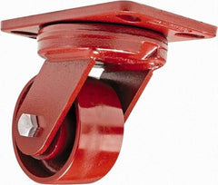 Hamilton - 4" Diam x 2" Wide x 5-5/8" OAH Top Plate Mount Swivel Caster - Steel, 1,000 Lb Capacity, Sealed Precision Ball Bearing, 4-1/2 x 6-1/2" Plate - Exact Tool & Supply