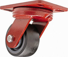 Hamilton - 4" Diam x 2" Wide x 5-5/8" OAH Top Plate Mount Swivel Caster - Polyurethane, 975 Lb Capacity, Sealed Precision Ball Bearing, 4-1/2 x 6-1/2" Plate - Exact Tool & Supply