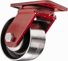 Hamilton - 6" Diam x 2" Wide x 7-3/4" OAH Top Plate Mount Swivel Caster - Steel, 2,500 Lb Capacity, Sealed Precision Ball Bearing, 4-1/2 x 6-1/2" Plate - Exact Tool & Supply