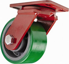 Hamilton - 6" Diam x 3" Wide x 7-1/2" OAH Top Plate Mount Swivel Caster - Polyurethane, 2,200 Lb Capacity, Sealed Precision Ball Bearing, 4-1/2 x 6-1/2" Plate - Exact Tool & Supply