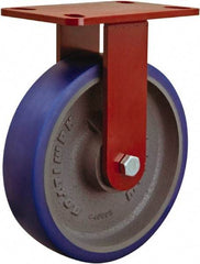 Hamilton - 8" Diam x 2" Wide x 9-1/2" OAH Top Plate Mount Rigid Caster - Polyurethane, 1,200 Lb Capacity, Sealed Precision Ball Bearing, 4 x 4-1/2" Plate - Exact Tool & Supply