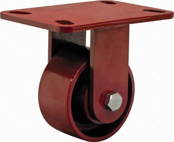 Hamilton - 4" Diam x 2" Wide x 5-5/8" OAH Top Plate Mount Rigid Caster - Steel, 1,400 Lb Capacity, Sealed Precision Ball Bearing, 4 x 4-1/2" Plate - Exact Tool & Supply