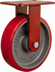 Hamilton - 8" Diam x 3" Wide x 10-1/4" OAH Top Plate Mount Swivel Caster - Polyurethane, 3,000 Lb Capacity, Sealed Precision Ball Bearing, 4-1/2 x 6-1/2" Plate - Exact Tool & Supply