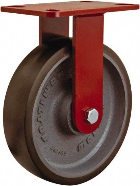 Hamilton - 8" Diam x 2" Wide x 9-1/2" OAH Top Plate Mount Rigid Caster - Steel, 1,500 Lb Capacity, Sealed Precision Ball Bearing, 4 x 4-1/2" Plate - Exact Tool & Supply