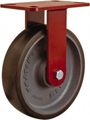 Hamilton - 8" Diam x 2" Wide x 9-1/2" OAH Top Plate Mount Rigid Caster - Steel, 1,500 Lb Capacity, Sealed Precision Ball Bearing, 4 x 4-1/2" Plate - Exact Tool & Supply