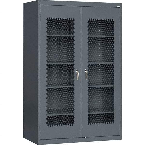 Sandusky Lee - 5 Shelf Visible Storage Cabinet - Steel, 36" Wide x 24" Deep x 72" High, Charcoal - Exact Tool & Supply