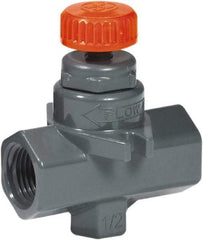 Hayward - 1/2" Pipe, Inline Needle Valve - FPM Seal, Threaded Ends, Grade PVC Cell Class 12454 per ASTM D1784 PVC Valve, 150 Max psi - Exact Tool & Supply
