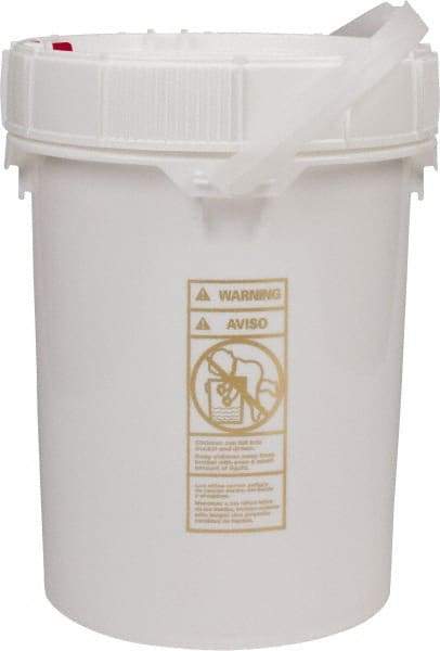 Made in USA - 5 Gal, High-Density Polyethylene Round White Single Pail - Handle & Lid Included - Exact Tool & Supply