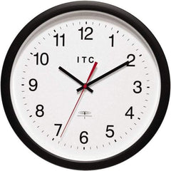 Infinity Insttruments - 13-3/4 Inch Diameter, White Face, Dial Wall Clock - Analog Display, Black Case, Runs on AA Battery - Exact Tool & Supply