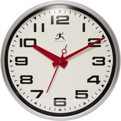 Infinity Insttruments - 13-1/2 Inch Diameter, Off White Face, Dial Wall Clock - Analog Display, Silver Case, Runs on AA Battery - Exact Tool & Supply
