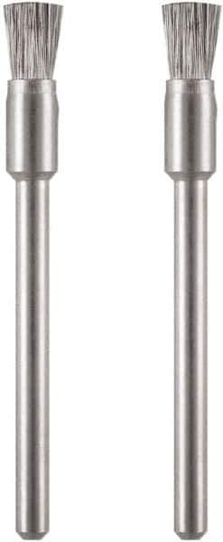 Dremel - 1/8" Brush Diam, Flat Faced, End Brush - 1/8" Diam Steel Shank, 15,000 Max RPM - Exact Tool & Supply