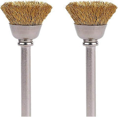 Dremel - 1/2" Brush Diam, Flat Faced, End Brush - 1/8" Diam Steel Shank, 15,000 Max RPM - Exact Tool & Supply
