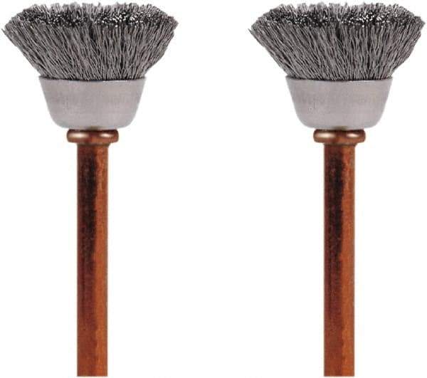 Dremel - 1/2" Brush Diam, Flat Faced, End Brush - 1/8" Diam Steel Shank, 15,000 Max RPM - Exact Tool & Supply