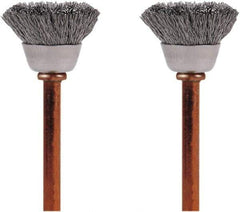 Dremel - 1/2" Brush Diam, Flat Faced, End Brush - 1/8" Diam Steel Shank, 15,000 Max RPM - Exact Tool & Supply
