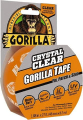 Gorilla Tape - 1-7/8" x 27' Clear Duct Tape - 7 mil, Acrylic Adhesive, Ethylene Copolymer Backing, -4°F to 140°F - Exact Tool & Supply