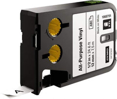 Dymo - 1/2" Wide x 276" Long, Black on White Vinyl Cartridge - For DYMO XTL Printers 1868813, 1868814, 1868815 - Exact Tool & Supply