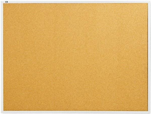 Quartet - 48" Wide x 36" High Open Cork Bulletin Board - Natural Cork over Fiberboard, Aluminum Frame - Exact Tool & Supply