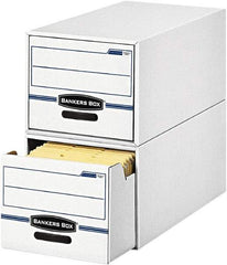 BANKERS BOX - 1 Compartment, 12 Inch Wide x 23 Inch Deep x 10 Inch High, File Storage Box - Corrugated, White and Blue - Exact Tool & Supply