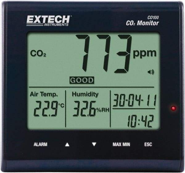 Extech - 23 to 122°F, 0 to 99.9% Humidity Range, Air Quality Monitor - Exact Tool & Supply