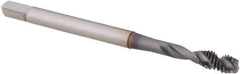 OSG - #8-32 UNC 2 Flute 3B Modified Bottoming Spiral Flute Tap - Powdered Metal, TiCN Finish, 63mm OAL, Right Hand Flute, Right Hand Thread, H2, Series 16505 - Exact Tool & Supply