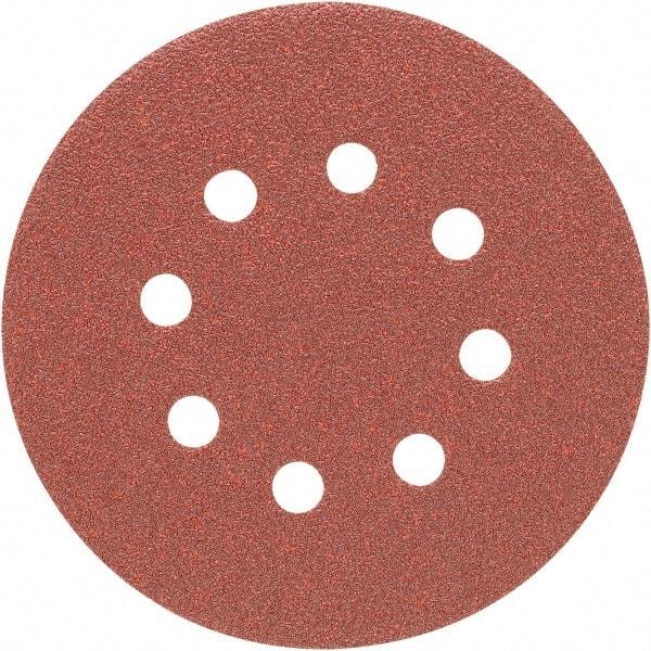 Porter-Cable - 5" Diam, 100 Grit Zirconia Alumina Adhesive PSA Disc - Fine Grade, Tan, C Weighted Backing, Flexible, 15,000 Max RPM - Exact Tool & Supply