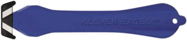 Klever Innovations - Fixed Safety Cutter - 1-1/4" Carbon Steel Blade, Blue Plastic Handle, 1 Blade Included - Exact Tool & Supply