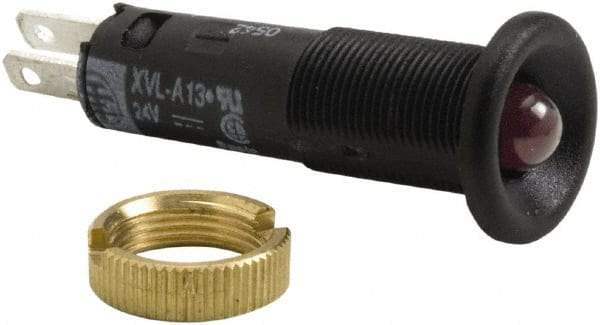 Schneider Electric - 24 V Red Lens LED Pilot Light - Quick Connect Tag Connector, 12mm Wide - Exact Tool & Supply