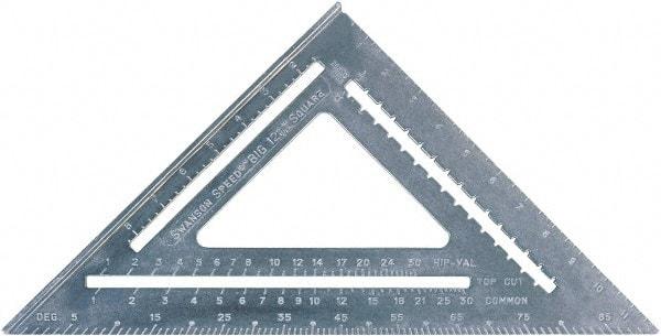 SAVAGE by SWANSON - 12" Blade Length x 12" Base Length, Aluminum Rafter Square - 1/4" Graduation - Exact Tool & Supply