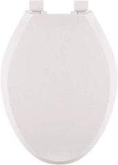CENTOCO - 18.6 Inch Long, 1-3/4 Inch Inside Width, Polypropylene, Elongated, Closed Front with Cover, Toilet Seat - 14 Inch Outside Width, Residential Installation, White - Exact Tool & Supply