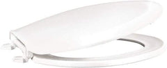 CENTOCO - 18.11 Inch Long, 1-3/4 Inch Inside Width, Polypropylene, Elongated, Closed Front with Cover, Toilet Seat - 14 Inch Outside Width, Residential Installation, White - Exact Tool & Supply