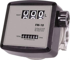 PRO-LUBE - 3/4" FNPT Port Nutating Disc Flowmeter - 150 Max psi, 5 to 32 GPM, Aluminum - Exact Tool & Supply
