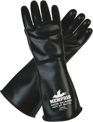 MCR Safety - Size L (9), 14" Long, 25 mil Thick, Butyl Chemical Resistant Gloves - Smooth Finish, Black - Exact Tool & Supply