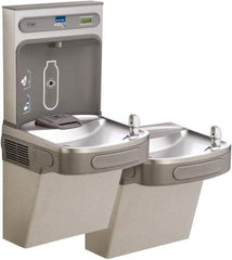 ELKAY - 8 GPH Cooling Capacity Barrier Free Wall Mounted Water Cooler & Fountain - Bottle Filling, 20 to 105 psi, 0.20 hp, Stainless Steel - Exact Tool & Supply