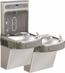 ELKAY - 8 GPH Cooling Capacity Barrier Free Wall Mounted Water Cooler & Fountain - Bottle Filling, 20 to 105 psi, 0.20 hp, Stainless Steel - Exact Tool & Supply