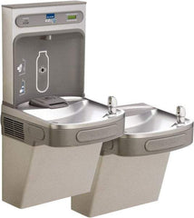ELKAY - 8 GPH Cooling Capacity Barrier Free Wall Mounted Water Cooler & Fountain - Bottle Filling, 20 to 105 psi, 0.20 hp, Stainless Steel - Exact Tool & Supply