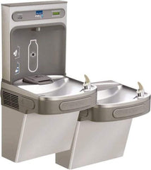 ELKAY - 8 GPH Cooling Capacity Barrier Free Wall Mounted Water Cooler & Fountain - Bottle Filling, 20 to 105 psi, 0.20 hp, Stainless Steel - Exact Tool & Supply