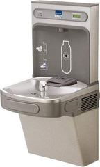 ELKAY - 8 GPH Cooling Capacity Barrier Free Wall Mounted Water Cooler & Fountain - Bottle Filling, 20 to 105 psi, 0.20 hp, Stainless Steel - Exact Tool & Supply