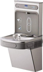 ELKAY - 8 GPH Cooling Capacity Barrier Free Wall Mounted Water Cooler & Fountain - Bottle Filling, 20 to 105 psi, 0.20 hp, Stainless Steel - Exact Tool & Supply