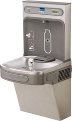 ELKAY - 8 GPH Cooling Capacity Barrier Free Wall Mounted Water Cooler & Fountain - Bottle Filling, 20 to 105 psi, 0.20 hp, Stainless Steel - Exact Tool & Supply