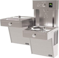 ELKAY - 8 GPH Cooling Capacity Barrier Free Wall Mounted Water Cooler & Fountain - Bottle Filling, 20 to 105 psi, 0.20 hp, Stainless Steel - Exact Tool & Supply