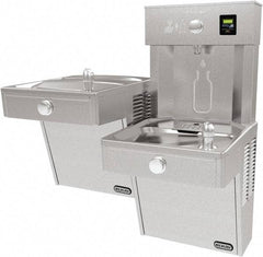 ELKAY - 8 GPH Cooling Capacity Barrier Free Wall Mounted Water Cooler & Fountain - Bottle Filling, 20 to 105 psi, 0.20 hp, Stainless Steel - Exact Tool & Supply