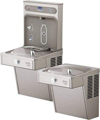 ELKAY - 8 GPH Cooling Capacity Barrier Free Wall Mounted Water Cooler & Fountain - Bottle Filling, 20 to 105 psi, 0.20 hp, Stainless Steel - Exact Tool & Supply