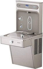 ELKAY - 8 GPH Cooling Capacity Barrier Free Wall Mounted Water Cooler & Fountain - Bottle Filling, 20 to 105 psi, 0.20 hp, Stainless Steel - Exact Tool & Supply