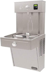 ELKAY - 8 GPH Cooling Capacity Barrier Free Wall Mounted Water Cooler & Fountain - Bottle Filling, 20 to 105 psi, 0.20 hp, Stainless Steel - Exact Tool & Supply