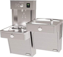 Halsey Taylor - 8 GPH Cooling Capacity Barrier Free Wall Mounted Water Cooler & Fountain - Bottle Filling, 20 to 105 psi, 0.20 hp, Stainless Steel - Exact Tool & Supply