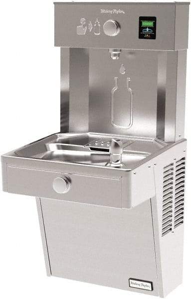 Halsey Taylor - 8 GPH Cooling Capacity Barrier Free Wall Mounted Water Cooler & Fountain - Bottle Filling, 20 to 105 psi, 0.20 hp, Stainless Steel - Exact Tool & Supply
